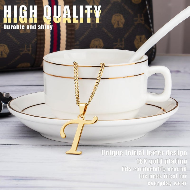 Suweibuke Initial Necklace for Men Women Boys Girls, 18K Gold Plated 26 Letters Pendant Necklace, Personalized Jewelry Gifts - Image 1